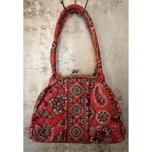 Vera Bradley Retired Eloise Folkloric KissLock Purse Call Me Coral Pink Floral